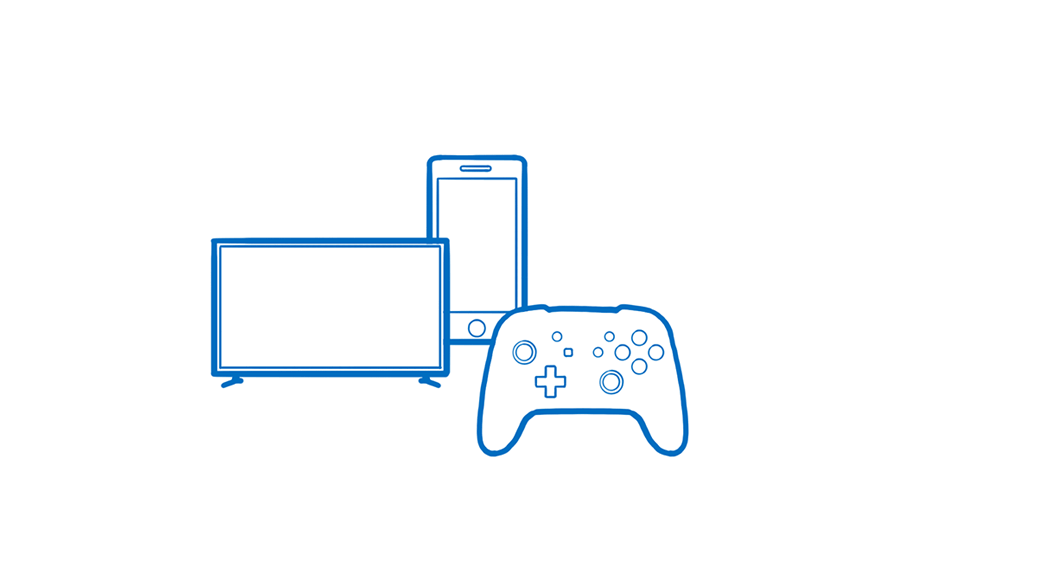 An iPhone, a smart TV, and a gaming controller